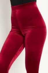 Red Stretch Velvet High Waist Leggings 151908 -  Canada
