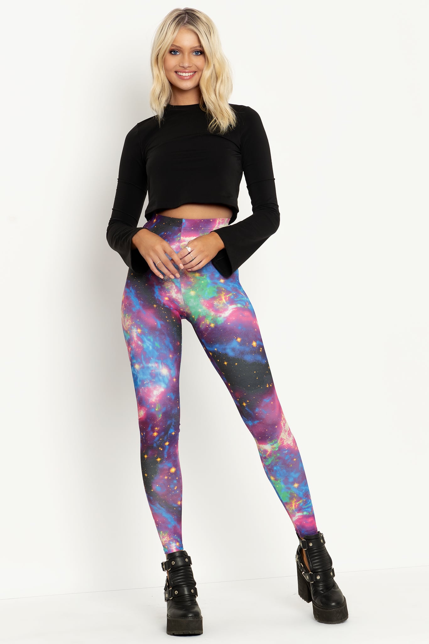Black Milk galaxy print leggings / women's size... - Depop