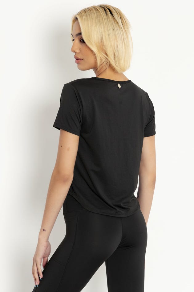 Black Mesh Active Cropped Tee - Limited