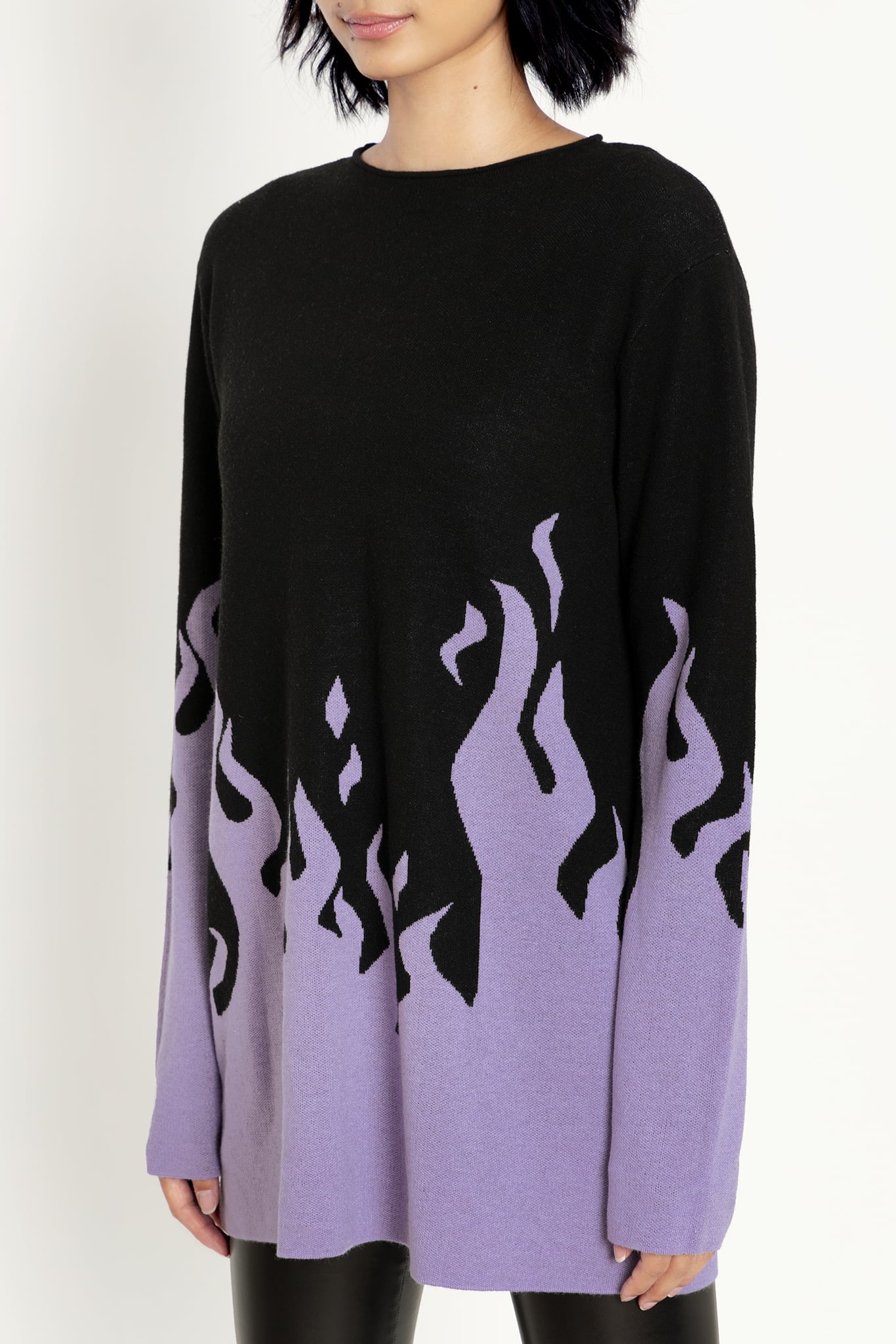 Purple and store black sweater