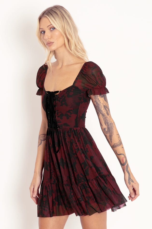 Rorschach Red Corseted Dress - Limited