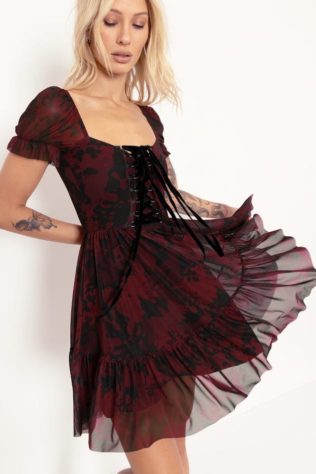 Rorschach Red Corseted Dress - Limited