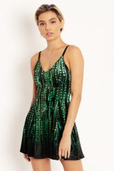 Matrix Code Velvet Mini Strappy Dress