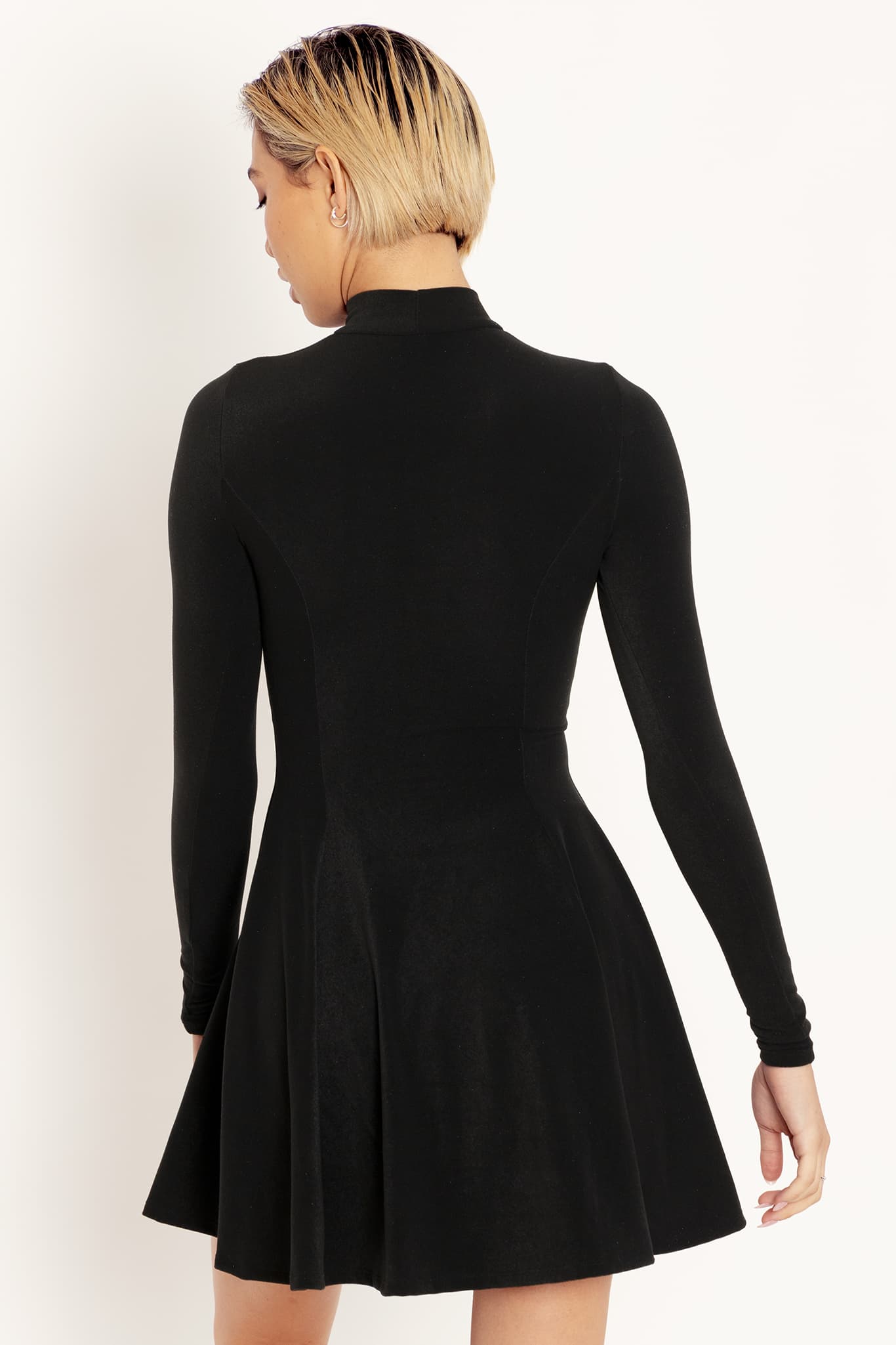 Warm Black Long Sleeve Evil Mini Skater Dress (SECONDS) - Limited