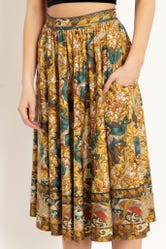 Peacock Garden Pocket Midi Skirt