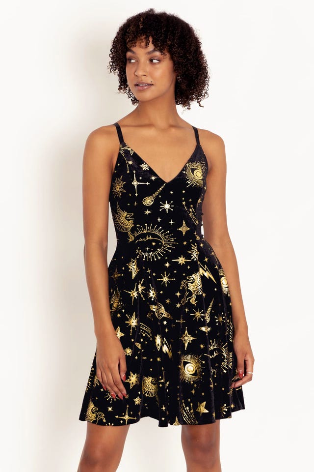 Sky Diamonds Gold Velvet Longline Strappy Dress - Limited