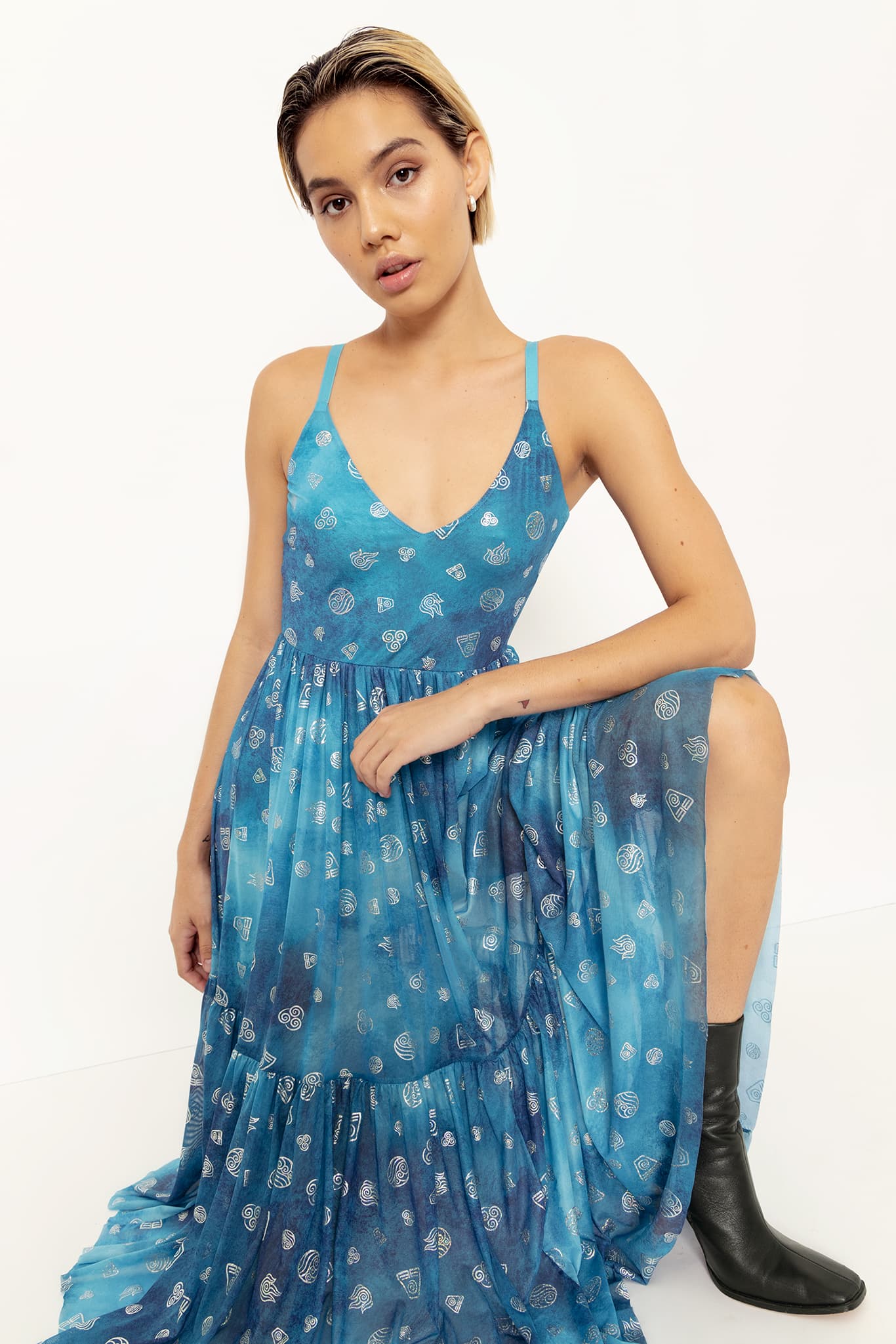 Earth Air Fire Water Sheer Midaxi Dress - Limited