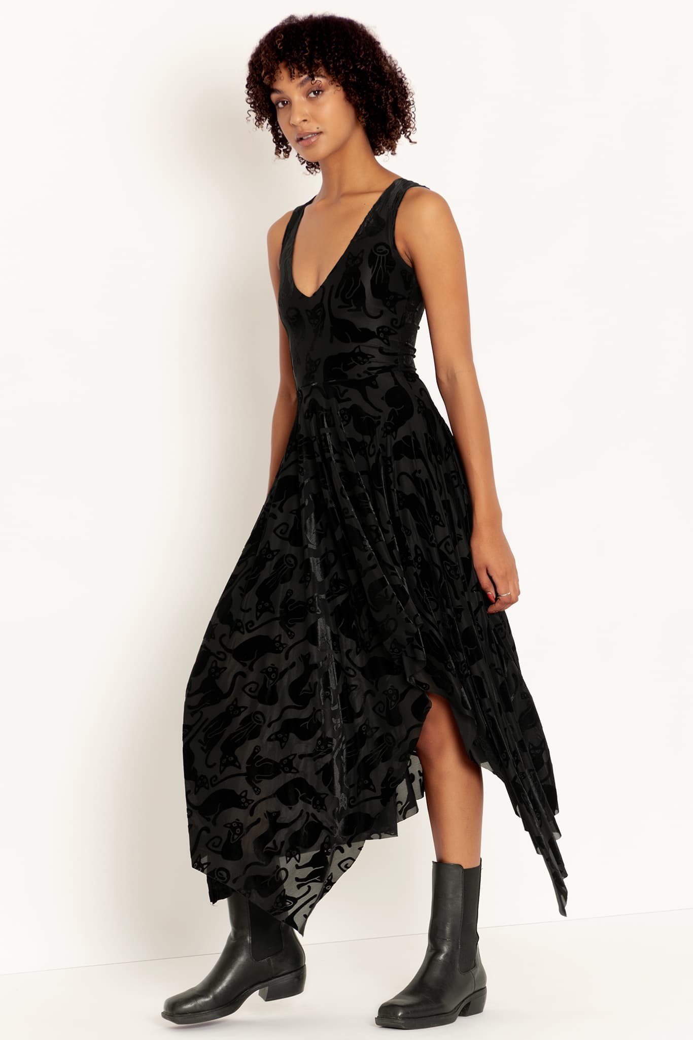 Burned Velvet Cats Dance Star Dress - Limited