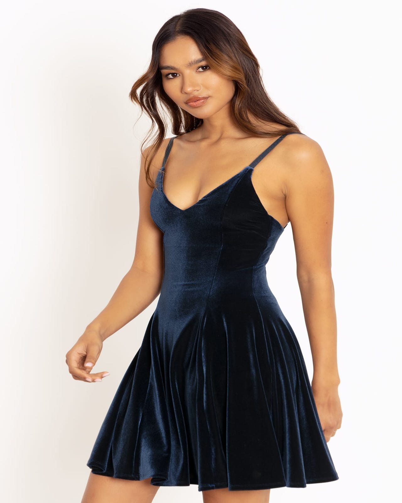 Velvet Navy Mini Strappy Dress - Limited