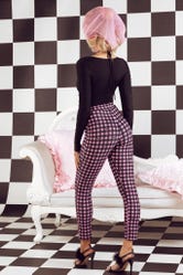 Gingham Hearts Pink Cuffed Pants