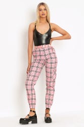 Tartan Baby Pink Cargo Pants