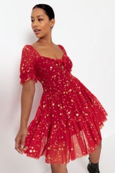 Christmas Star Red Festive Dress