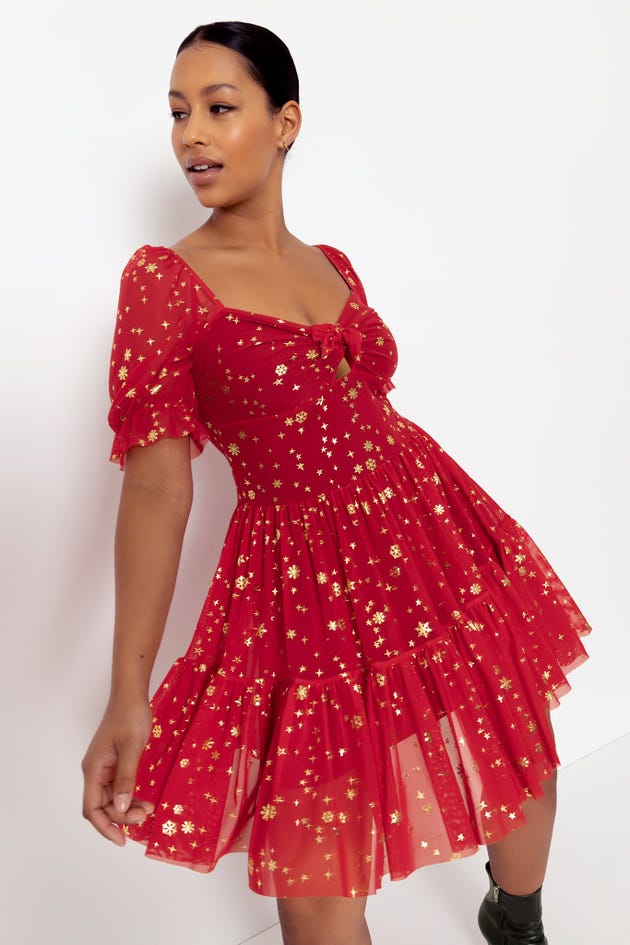 Christmas Star Red Festive Dress