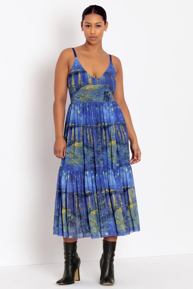 Starry Night Over The Rhone Sheer Midaxi Dress
