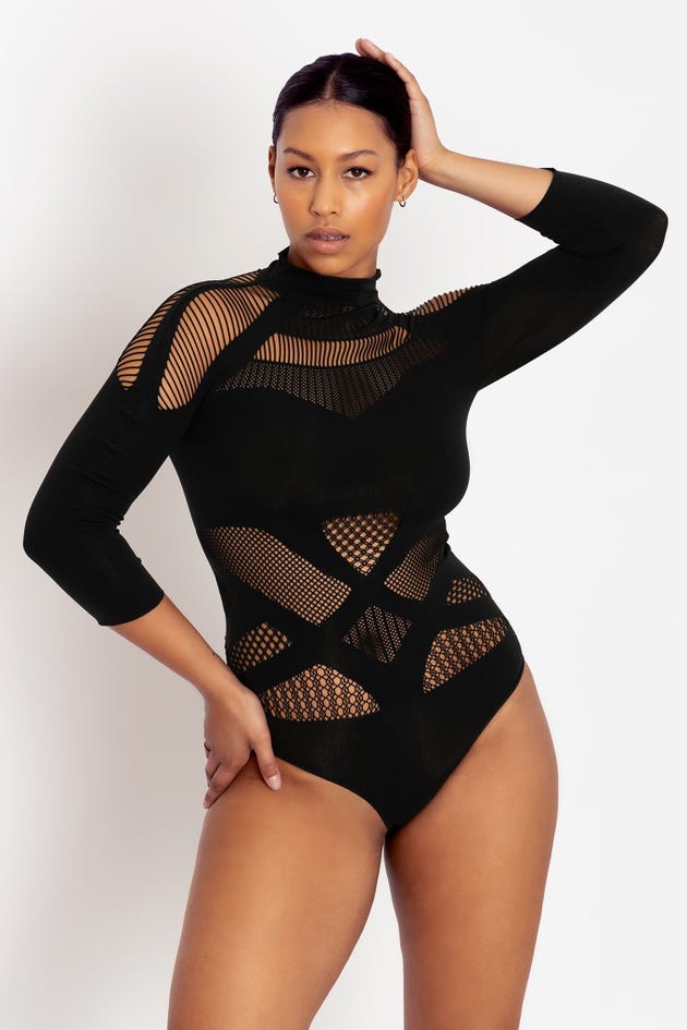 Adrianna Bodysuit, Black Cut Out Body Suit