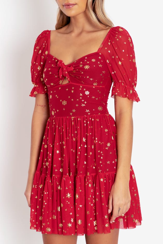 Christmas Star Red Festive Dress