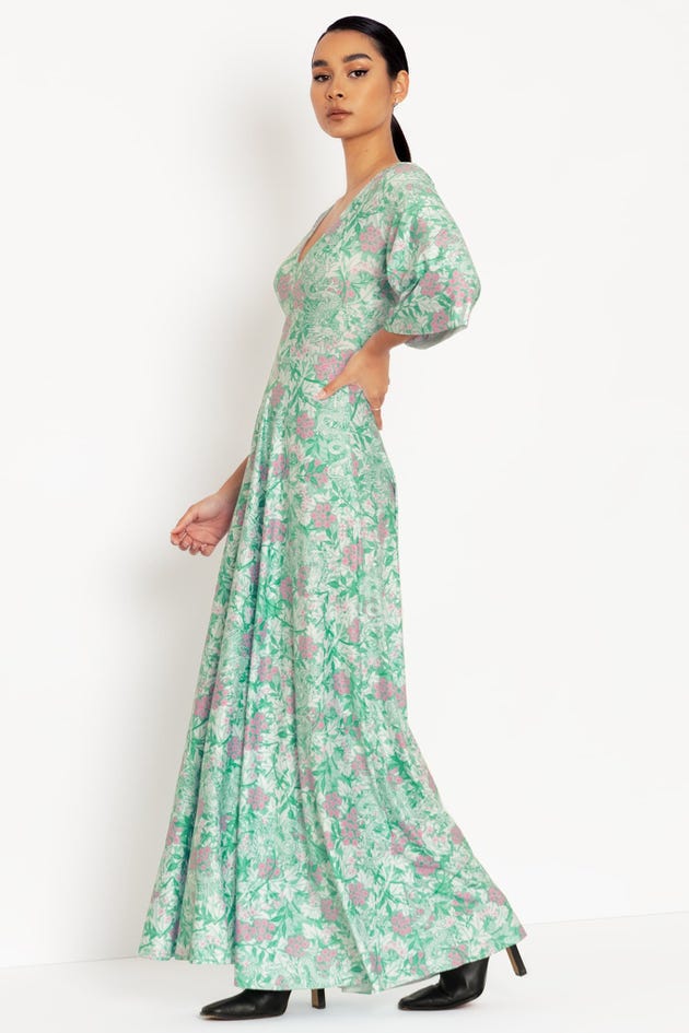 Jasmine Dragon Wide Sleeve Maxi Dress - Limited