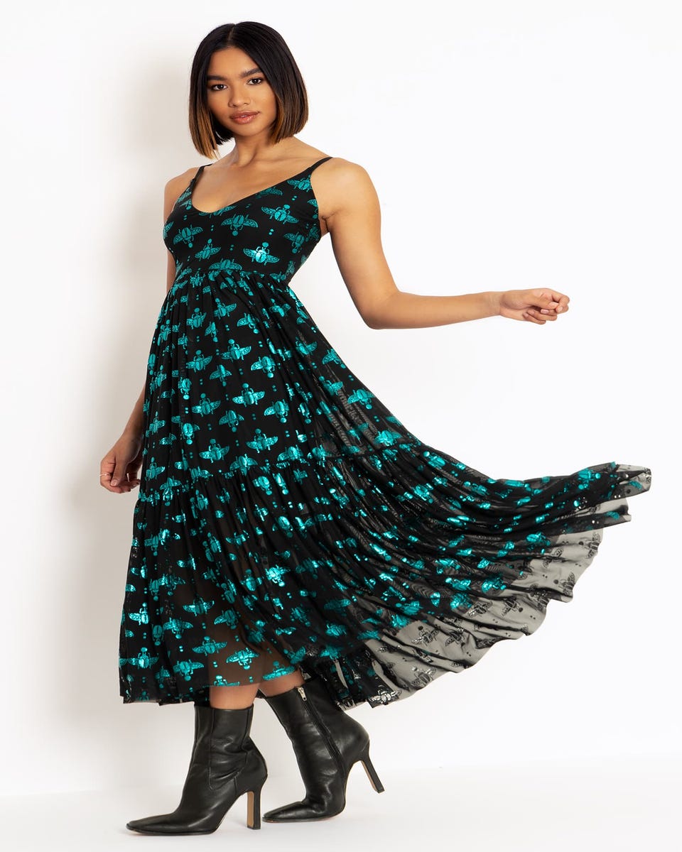 Scarab Teal Sheer Midaxi Dress - Limited
