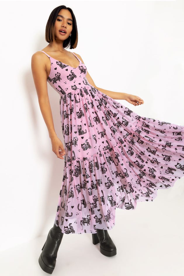 Klimt Collage Pink Sheer Midaxi Dress - Limited