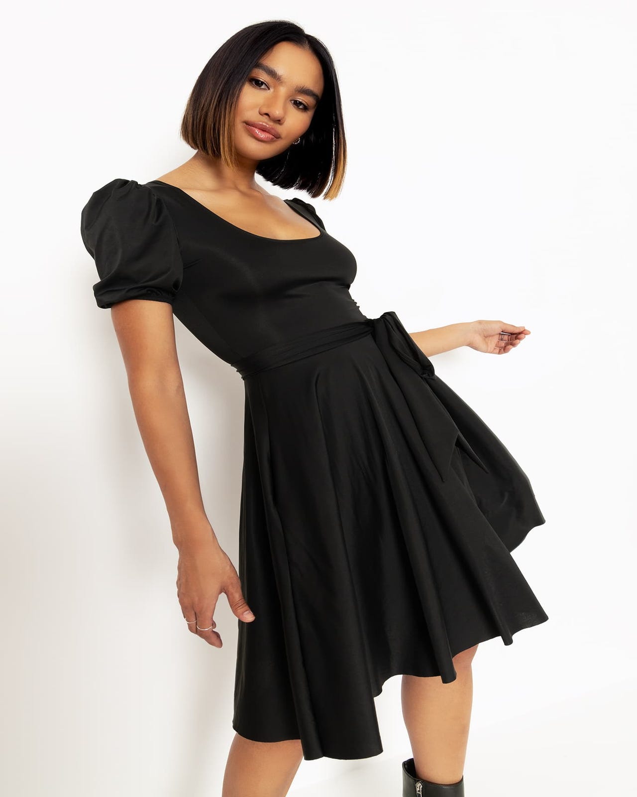 Sleek Puff Sleeve Longline Dress - Limited