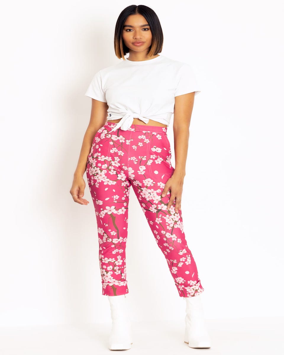 Cherry Blossom Pink Cuffed Pants - Limited