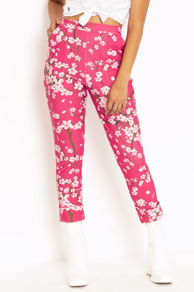 Cherry Blossom Pink Cuffed Pants