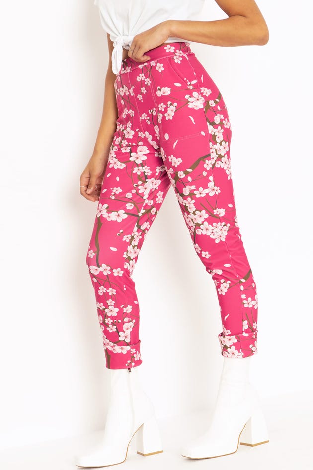 Cherry Blossom Pink Cuffed Pants