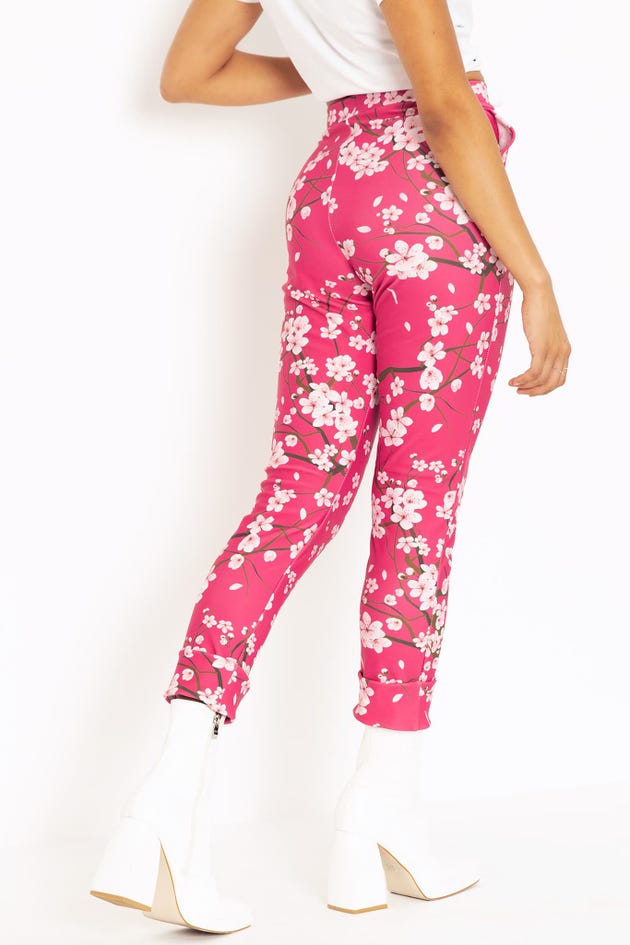 Cherry Blossom Pink Cuffed Pants