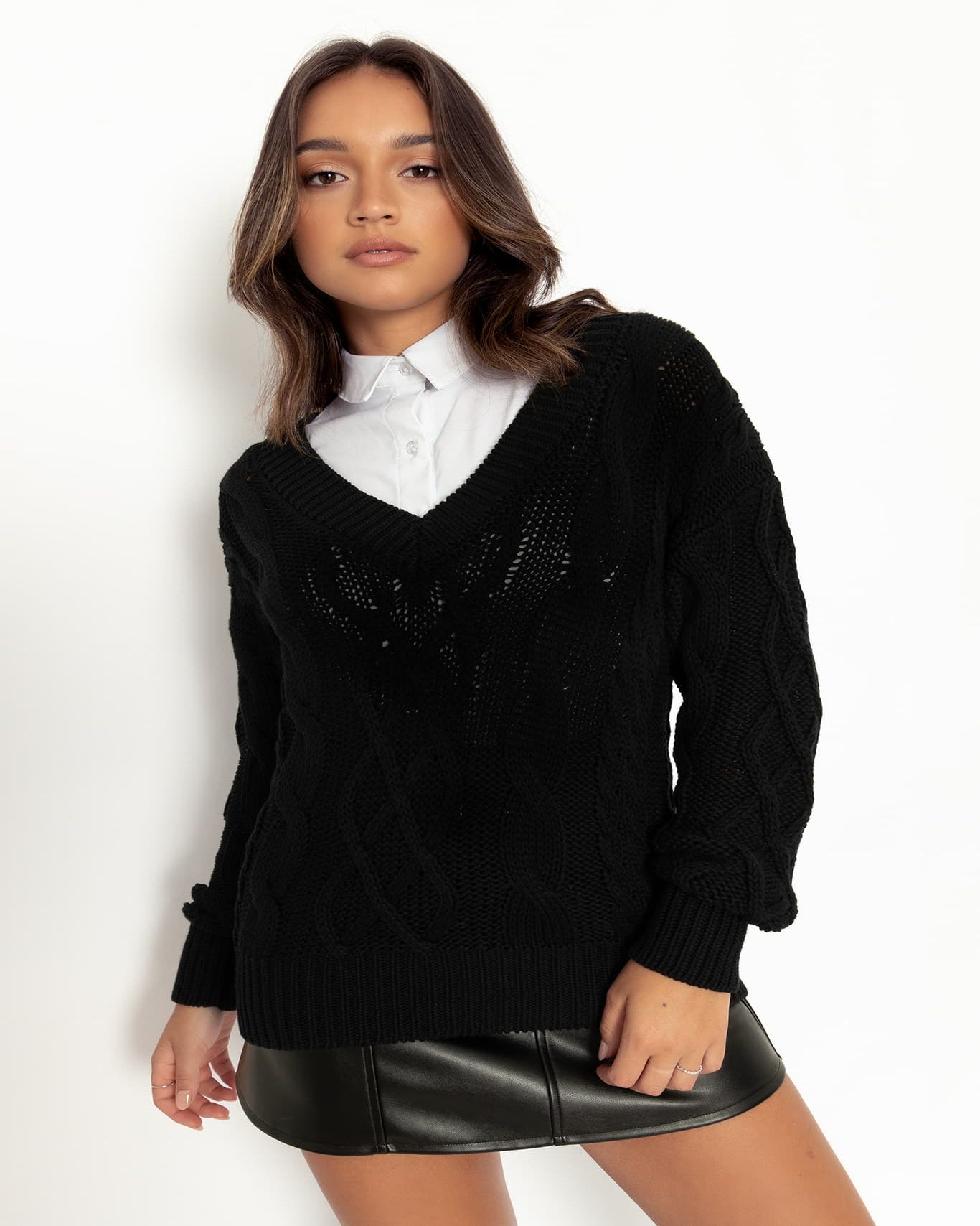 Black Cable Knit Sweater Limited