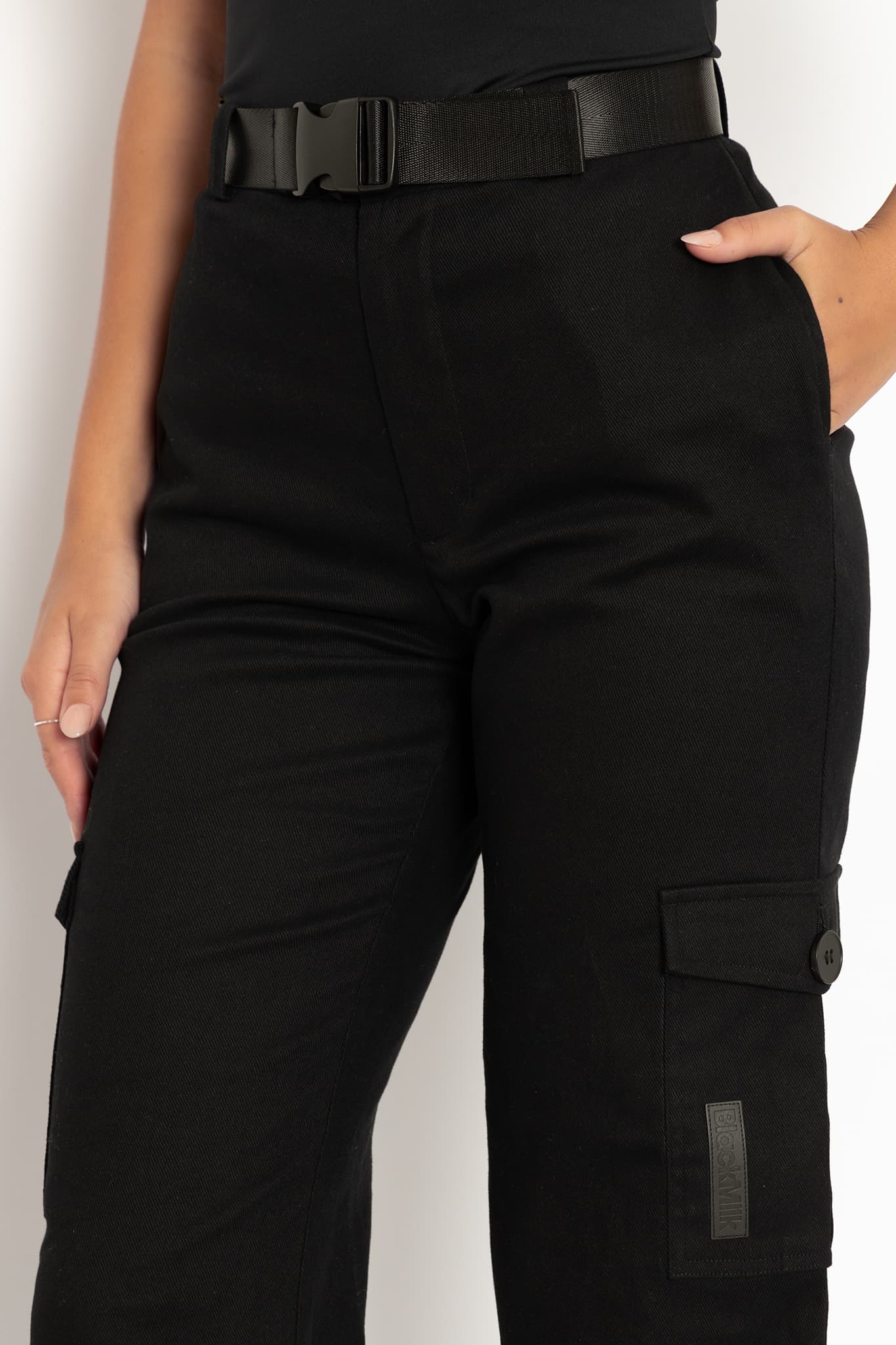 Lilly Black Straight Fit High Waist Cargo Pants  LA CHIC PICK