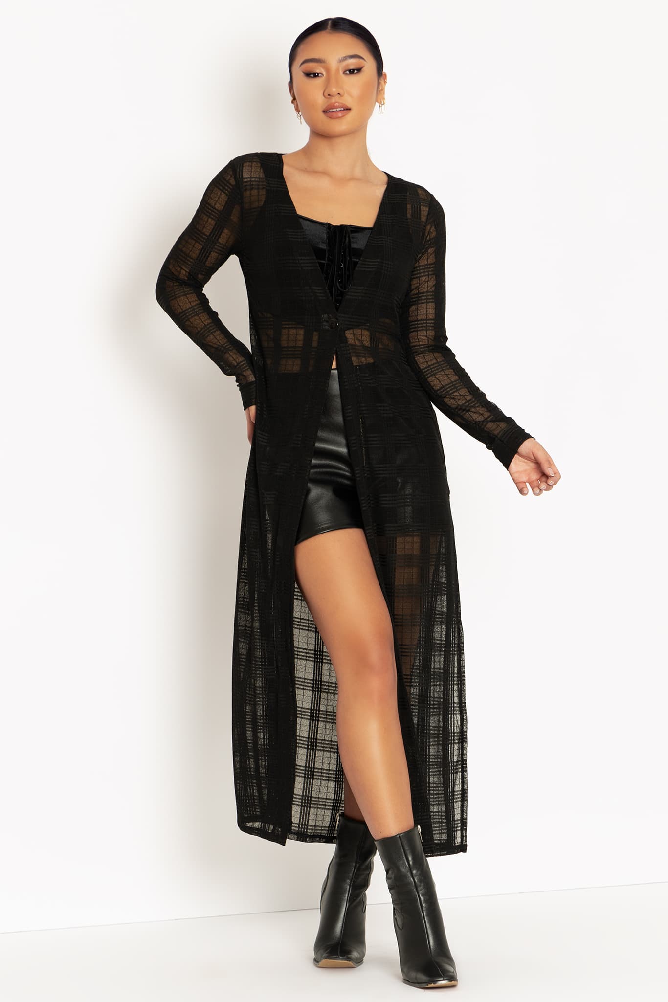 Long sheer deals cardigan black