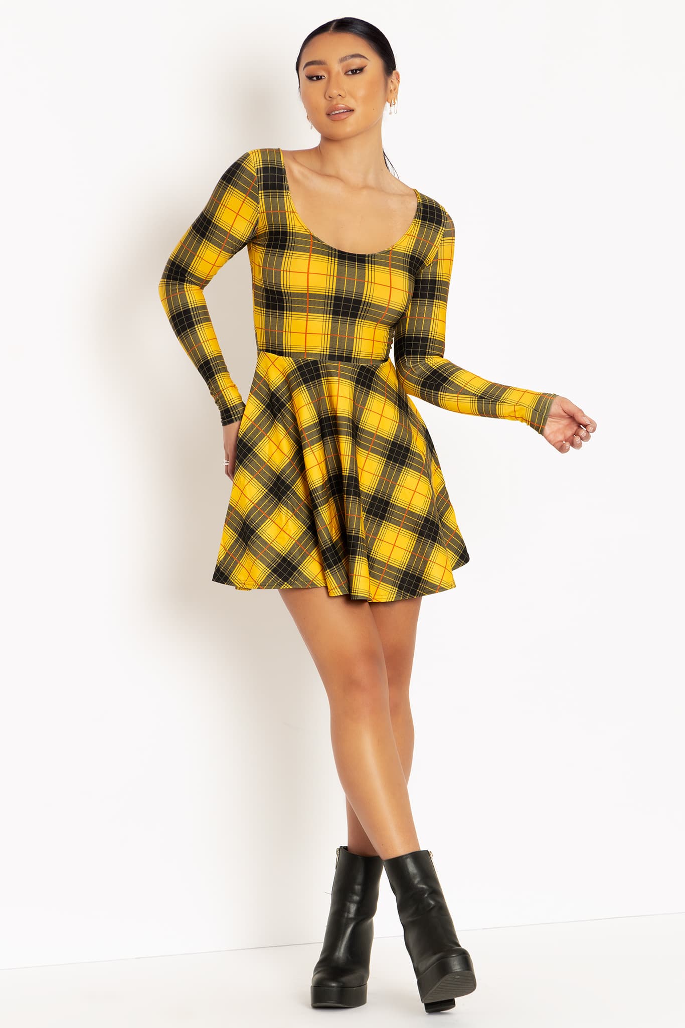 Yellow and store black plaid dress