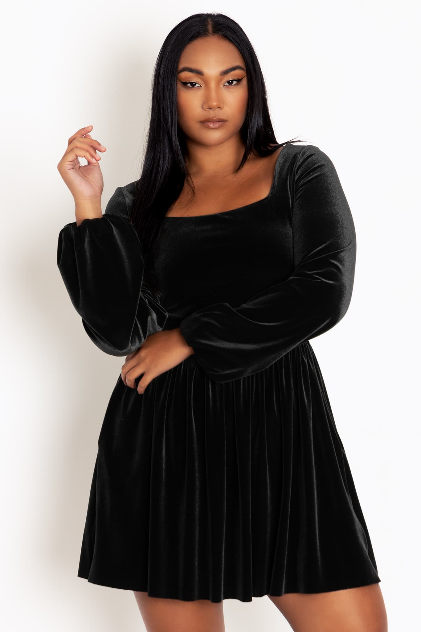 Plus size deals velvet skater dress