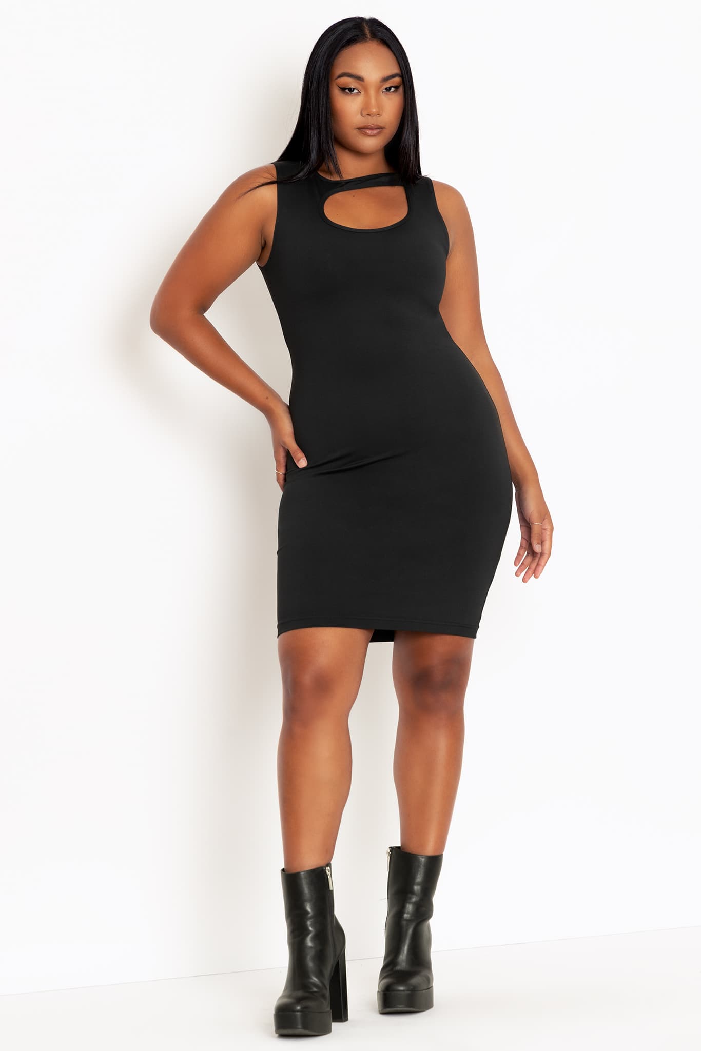 Black cut shop out skater dress