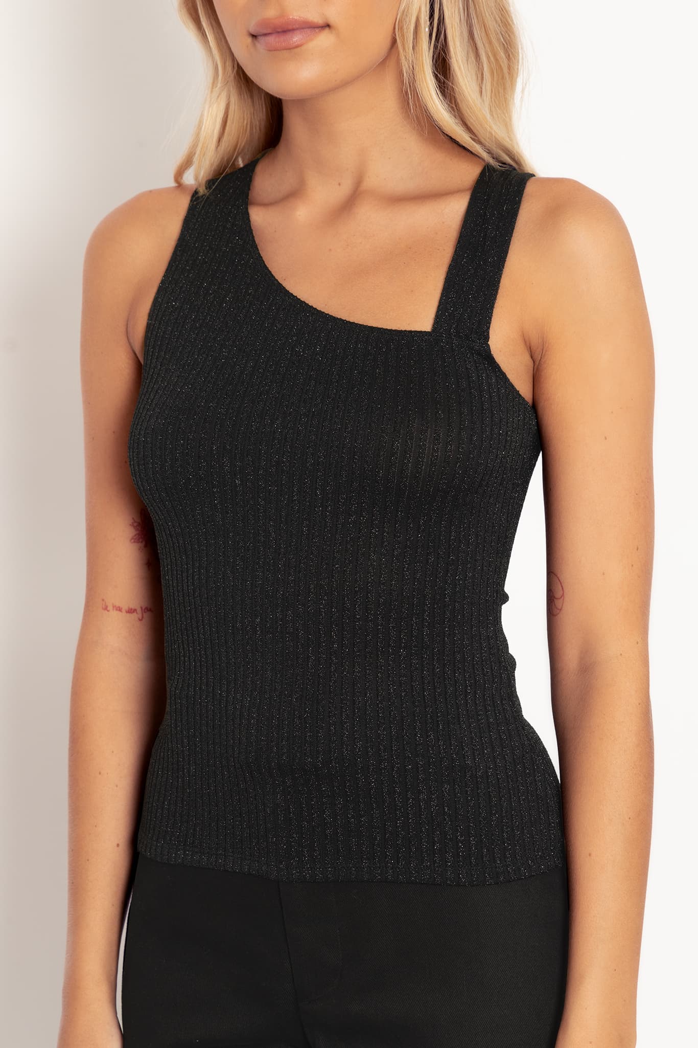 Midnight Party Asymmetric Rib Tank - Limited