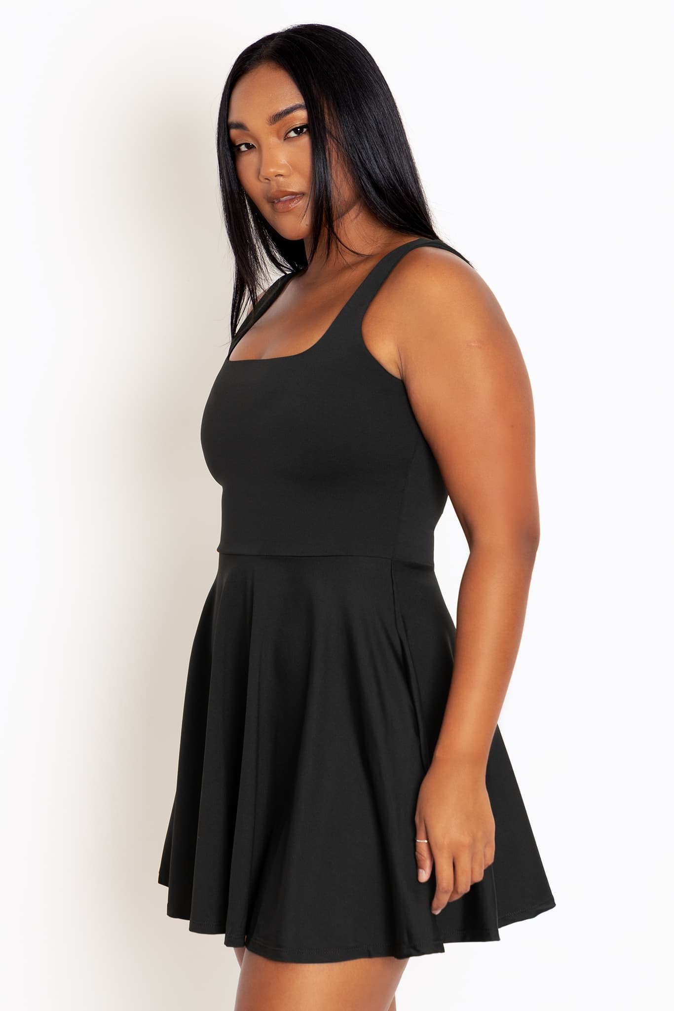 Black skater dress clearance plus