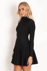 Warm Black Long Sleeve Evil Mini Skater Dress