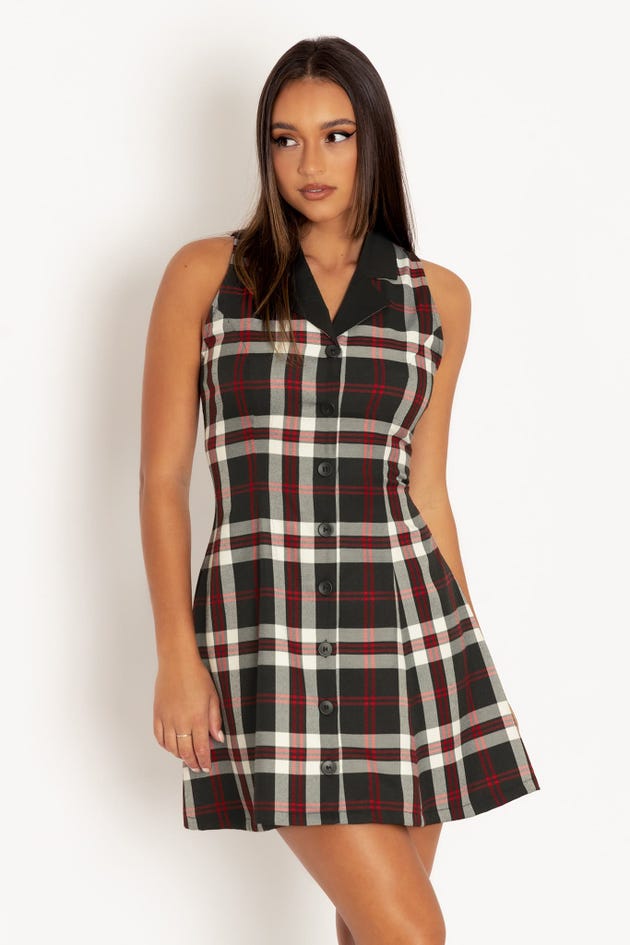 Tartan Twilight Corset Back Shirt Dress