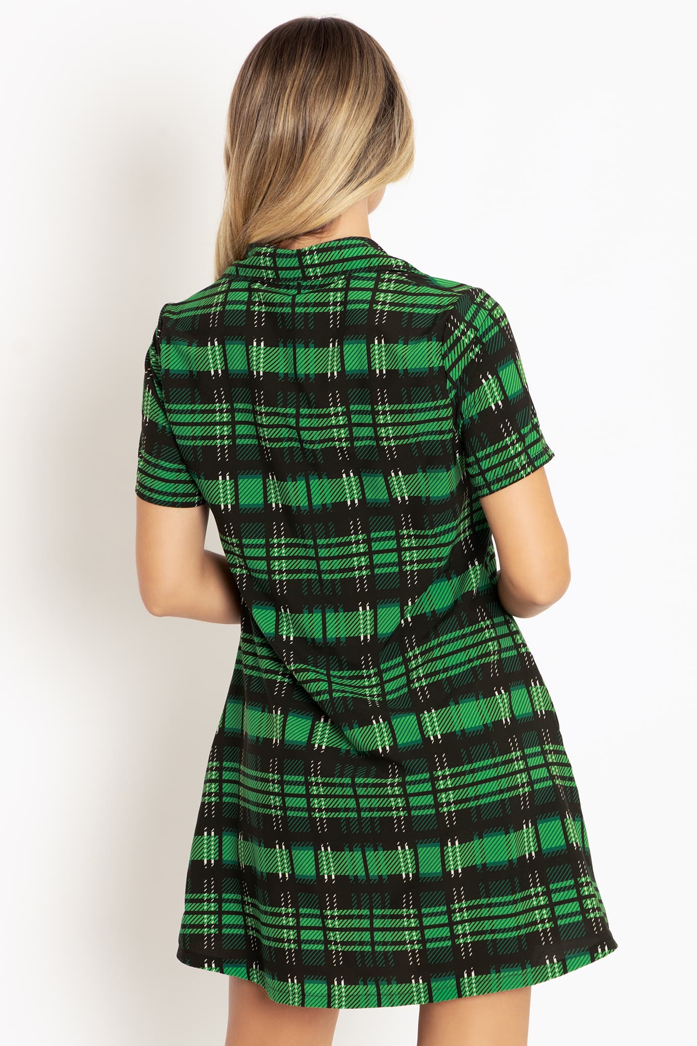 Tartan Glitch Short Sleeve Shirt Dress - Limited