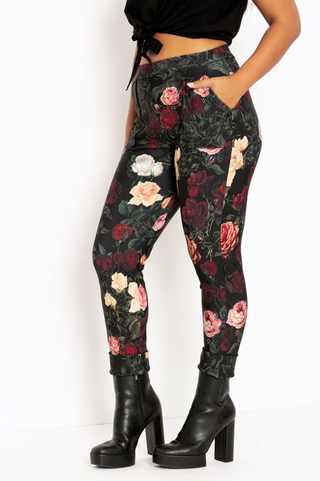 Dark Roses Cuffed Pants
