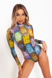 Stained Glass Eevee Velvet Long Sleeve Bodysuit