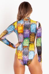 Stained Glass Eevee Velvet Long Sleeve Bodysuit