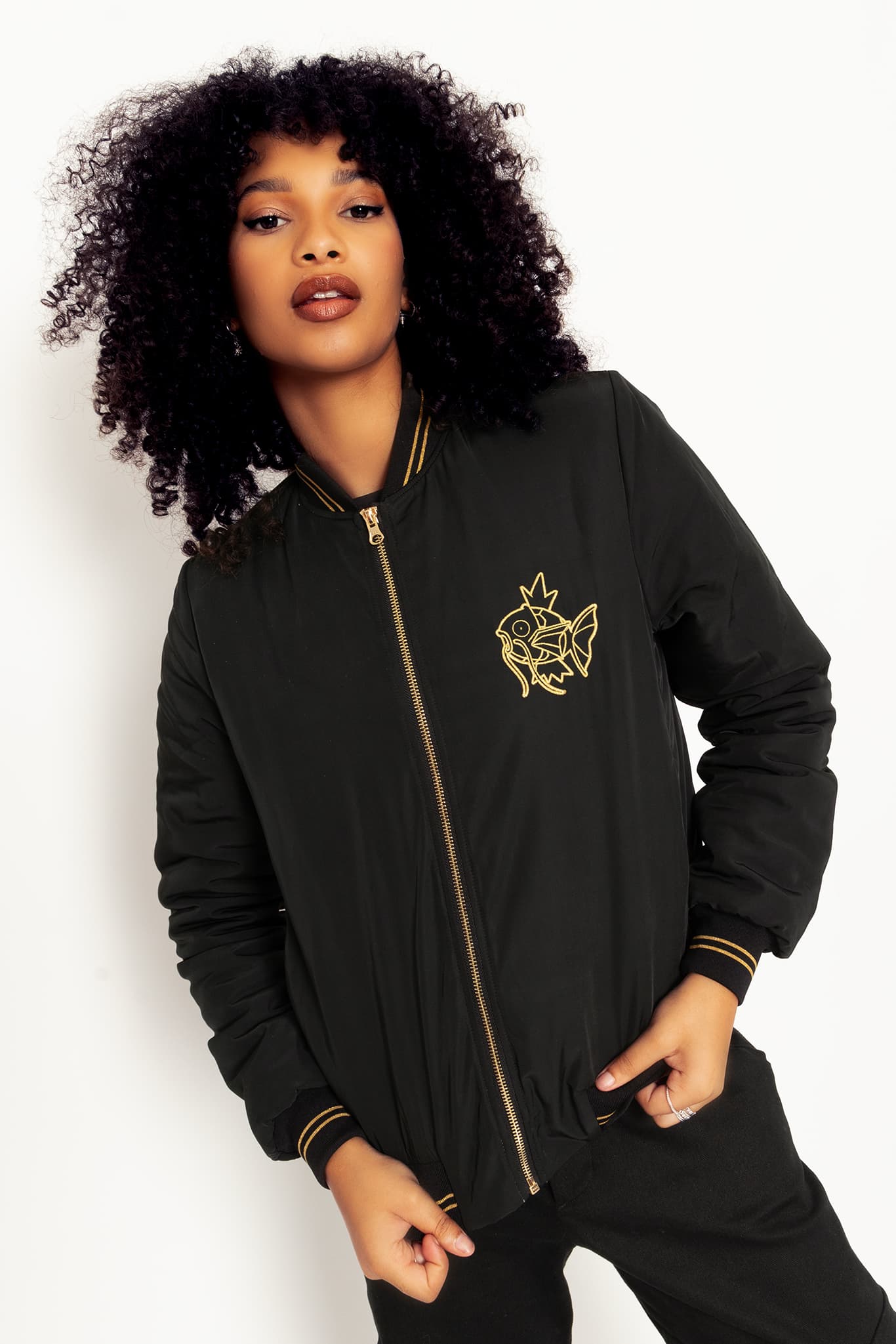 Black jacket gold clearance zipper