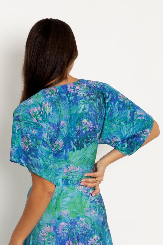 Monet Agapanthus Kimono Tie Top