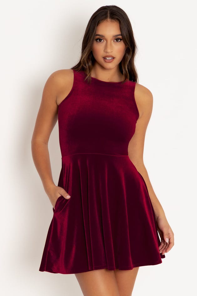 Velvet Red Underbust Dress - Limited