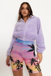 Lilac Fleece Bomber Jacket