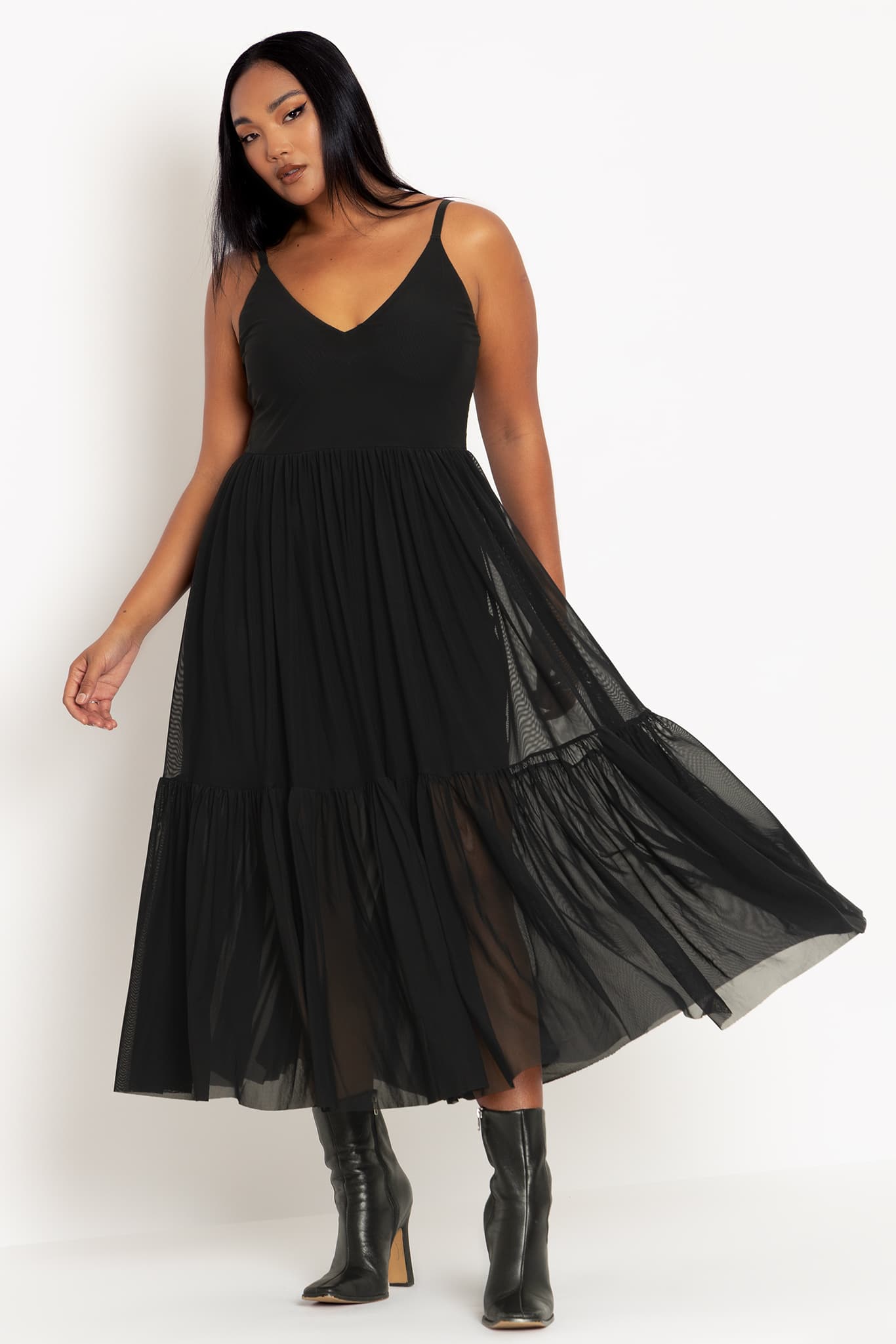 Joseph Ribkoff Black Sheer Panel Dress Style 223743