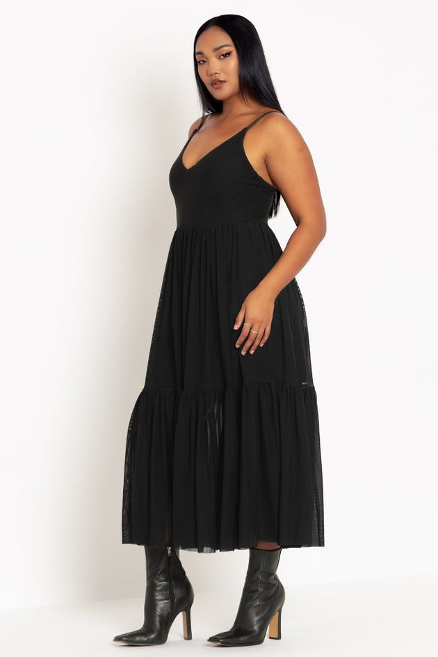 Black Sheer Midaxi Dress