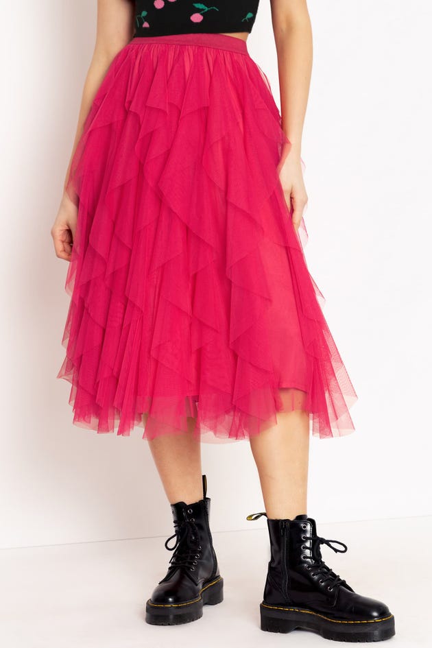 The Hot Pink Midi Pirouette Skirt - Limited