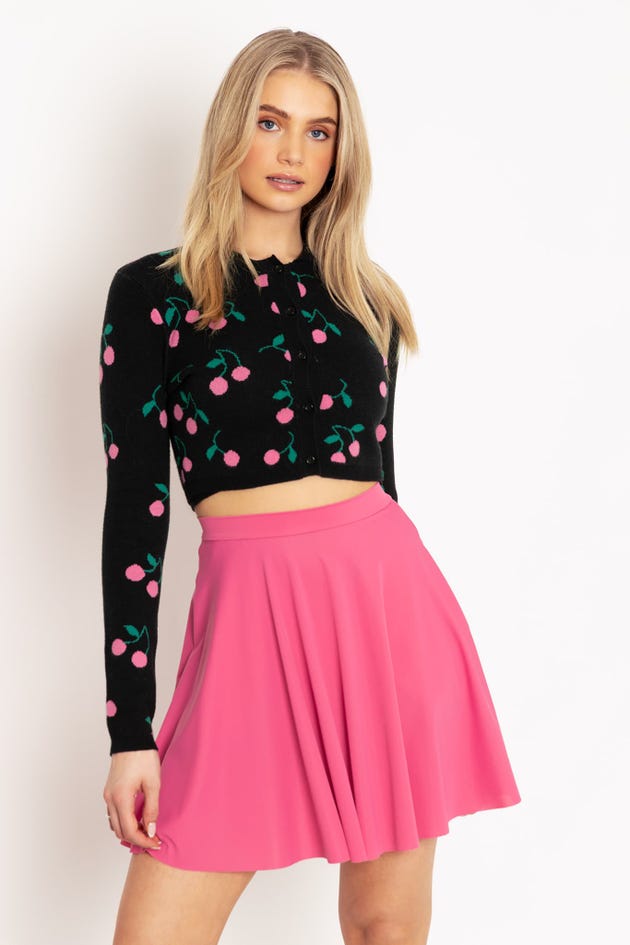 Sleek Pink Pocket Skater Skirt - Limited